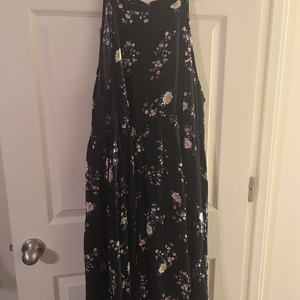 Torrid Black Floral Halter Dress High Low 2X